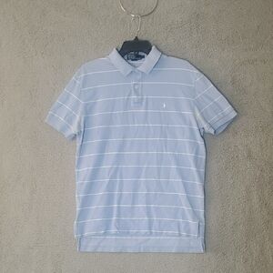 Ralph Lauren Men's Sky Blue Striped Polo Shirt Size L